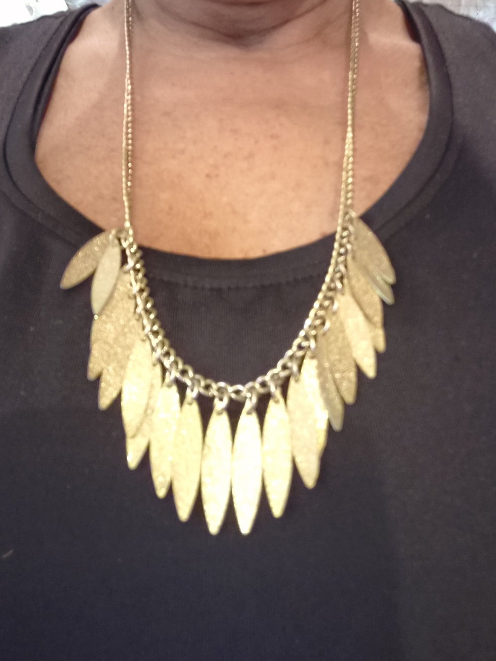 Gold Leaf Fringe Necklace - Women Jewelry